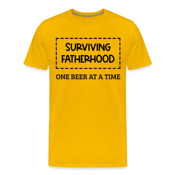 Surviving Fatherhood One Beer at a Time Men's Premium T-Shirt - sun yellow