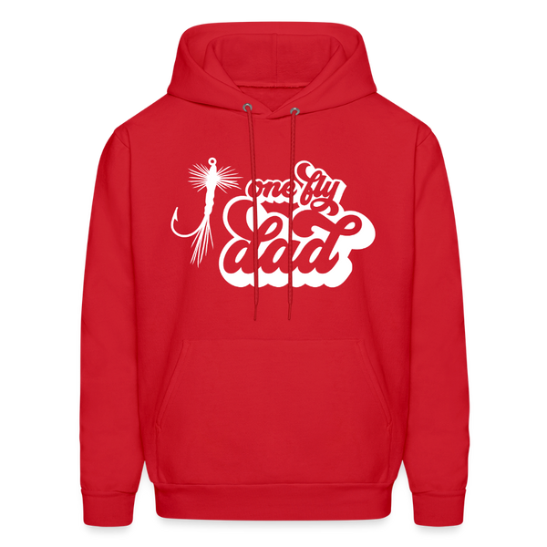 One Fly Dad Fly Fishing Father's Day Men's Hoodie - red