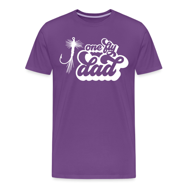 One Fly Dad Fly Fishing Men's Premium T-Shirt - purple