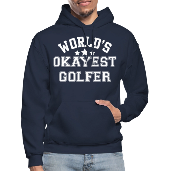 World's Okayest Golfer Gildan Heavy Blend Adult Hoodie - navy