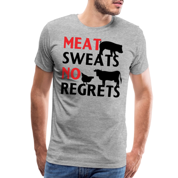 Meat Sweats No Regrets BBQ Men's Premium T-Shirt - heather gray