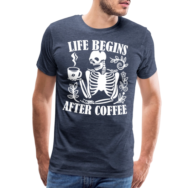 Life Begins after Coffee Men's Premium T-Shirt - heather blue