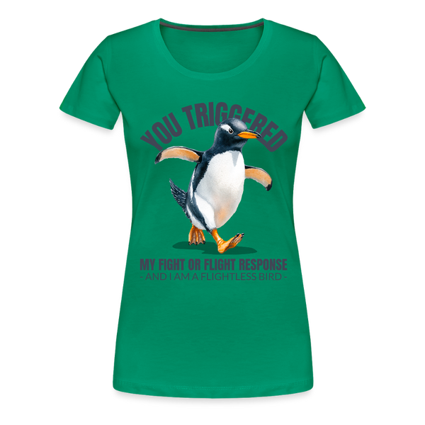 Funny Penguin Fight or Flight Bird Women’s Premium T-Shirt - kelly green