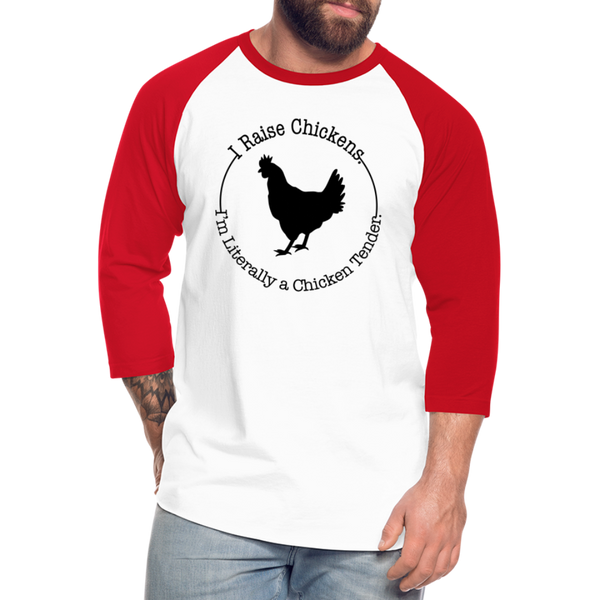 Chicken Tender Funny Baseball T-Shirt - white/red