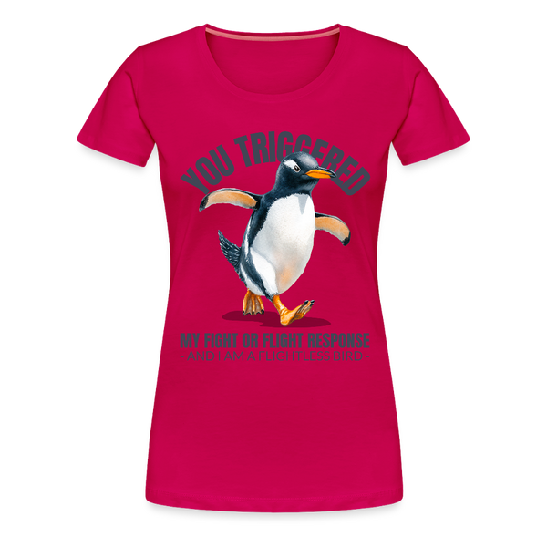 Funny Penguin Fight or Flight Bird Women’s Premium T-Shirt - dark pink