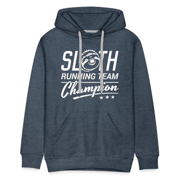 Sloth Running Team Champion Men’s Premium Hoodie - heather denim