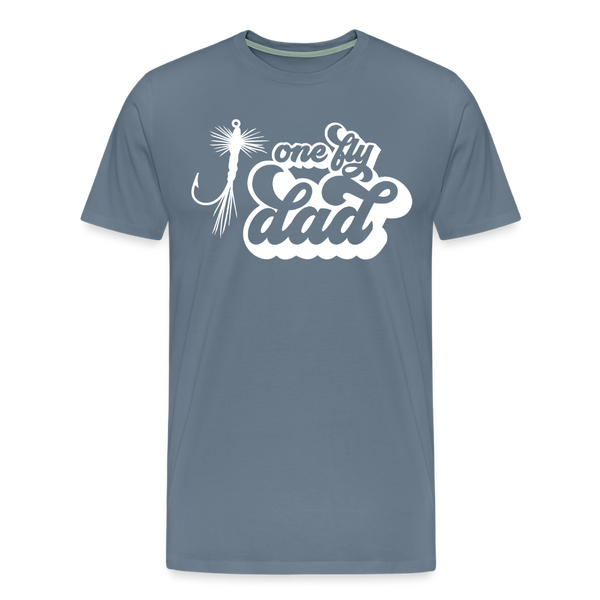 One Fly Dad Fly Fishing Men's Premium T-Shirt - steel blue