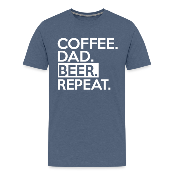 Coffee. Dad. Beer, Repeat. Funny Men's Premium T-Shirt - heather blue