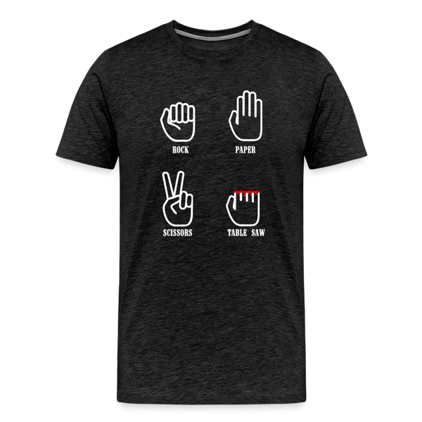 Rock, Paper, Scissors, Table Saw Funny Men's Premium T-Shirt - charcoal grey