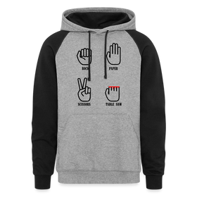 Rock, Paper, Scissors, Table Saw Funny Colorblock Hoodie