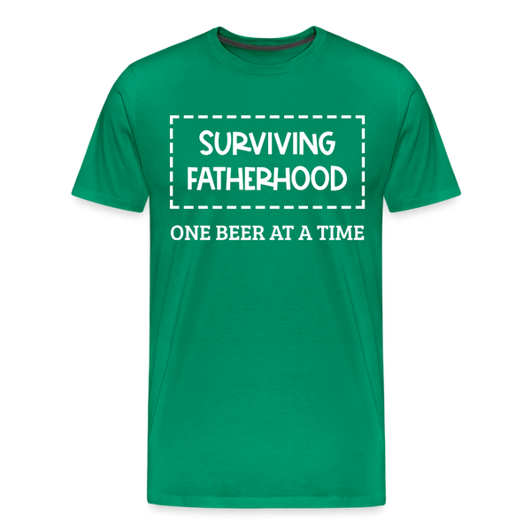 Surviving Fatherhood One Beer at a Time Men's Premium T-Shirt - kelly green