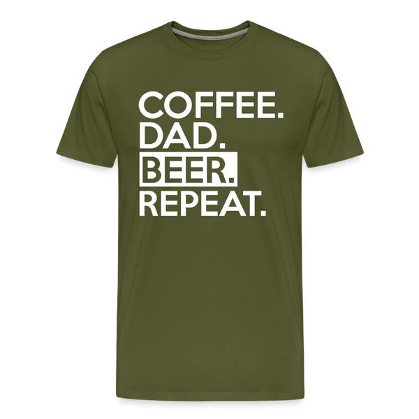Coffee. Dad. Beer, Repeat. Funny Men's Premium T-Shirt - olive green