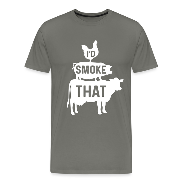 I'd Smoke That Funny BBQ Men's Premium T-Shirt - asphalt gray