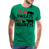 Meat Sweats No Regrets BBQ Men's Premium T-Shirt - kelly green