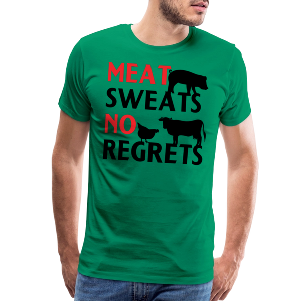 Meat Sweats No Regrets BBQ Men's Premium T-Shirt - kelly green