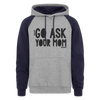 Go Ask Your Mom Funny Dad Colorblock Hoodie - heather gray/navy