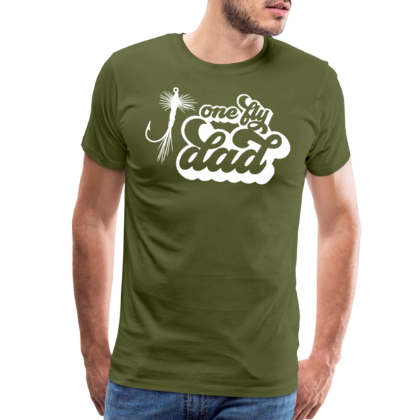 One Fly Dad Fly Fishing Men's Premium T-Shirt - olive green
