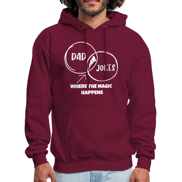 Dad Jokes Where the Magic Happens Funny Men's Hoodie - burgundy