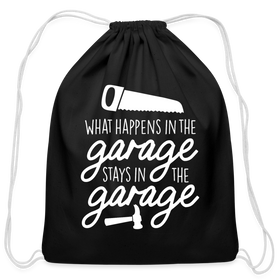 What Happens in the Garage Stays in the Garage Cotton Drawstring Bag