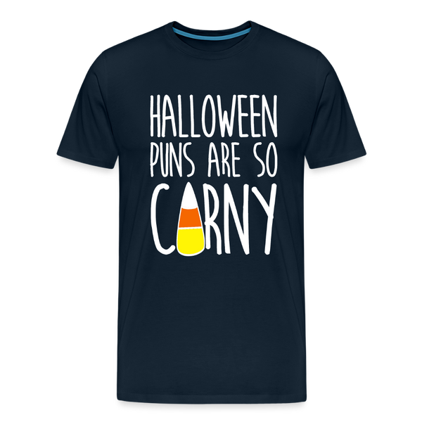 Halloween Puns are so Corny Men's Premium T-Shirt - deep navy