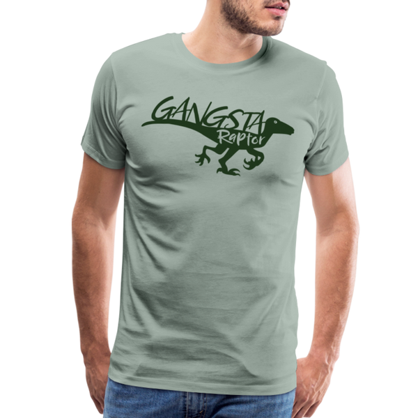 Gangsta Raptor Dinosaur Men's Premium T-Shirt - steel green