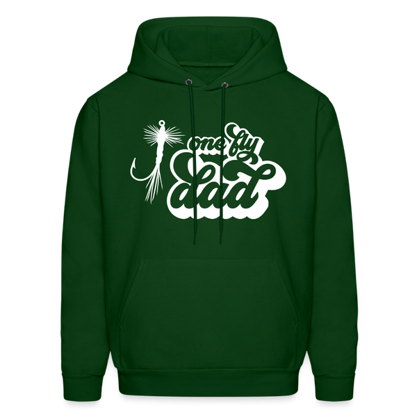 One Fly Dad Fly Fishing Father's Day Men's Hoodie - forest green