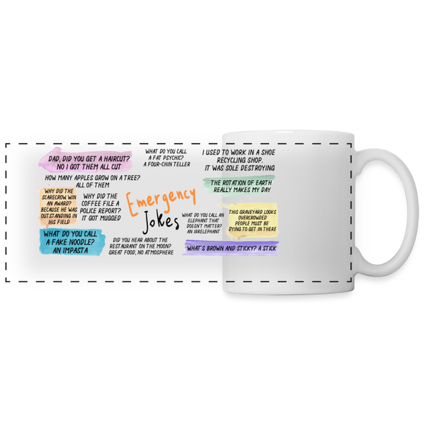 Emergency Dad Jokes Panoramic Mug - white