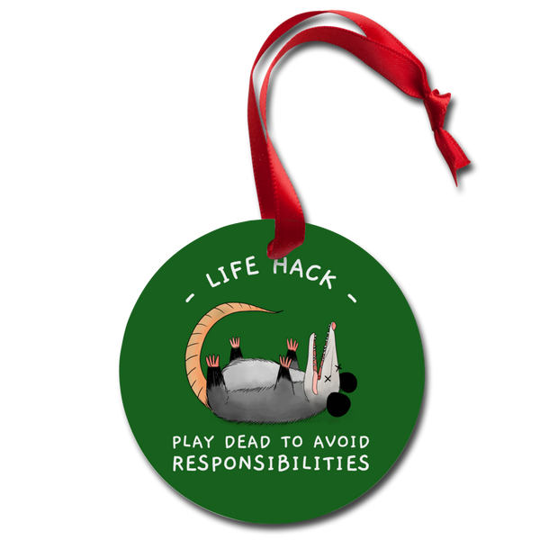 Opossum Life Hack Funny Holiday Ornament - white