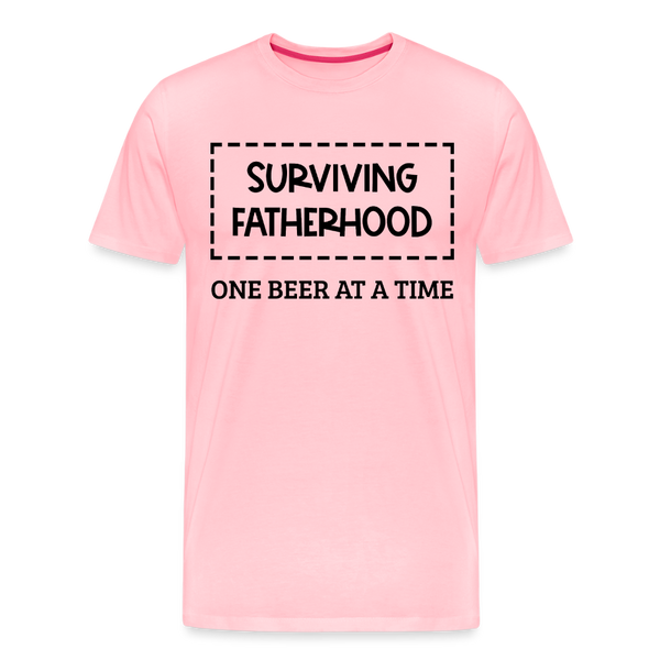 Surviving Fatherhood One Beer at a Time Men's Premium T-Shirt - pink