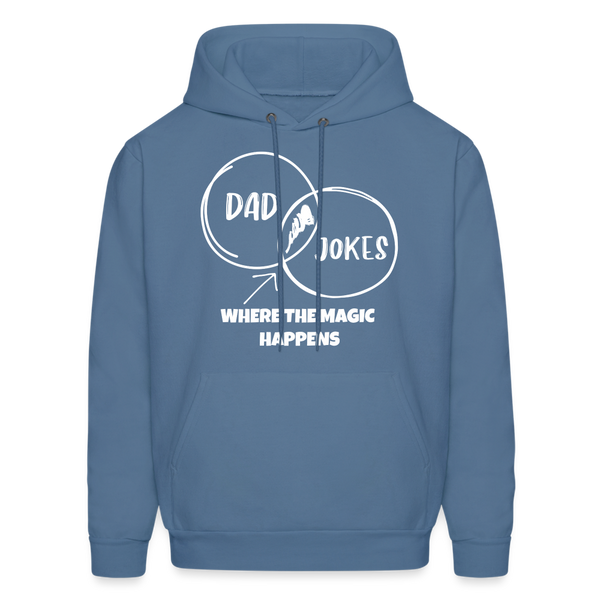 Dad Jokes Where the Magic Happens Funny Men's Hoodie - denim blue