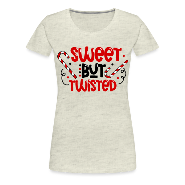 Sweet But Twisted Candy Cane Women’s Premium T-Shirt - heather oatmeal