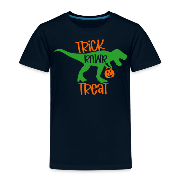 Trick Rawr Treat Dinosaur Halloween Toddler Premium T-Shirt - deep navy