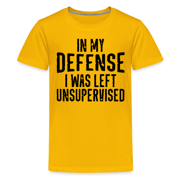 In my Defense I was Left Unsupervised Kids' Premium T-Shirt - sun yellow