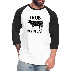 I Rub My Meat BBQ Cow Baseball T-Shirt