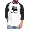 I Rub My Meat BBQ Cow Baseball T-Shirt