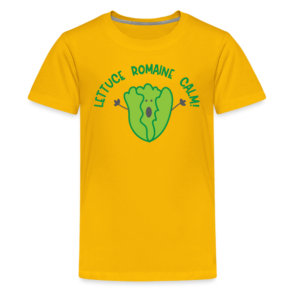 Lettuce Romaine Calm! Salad Food Pun Kids' Premium T-Shirt - sun yellow