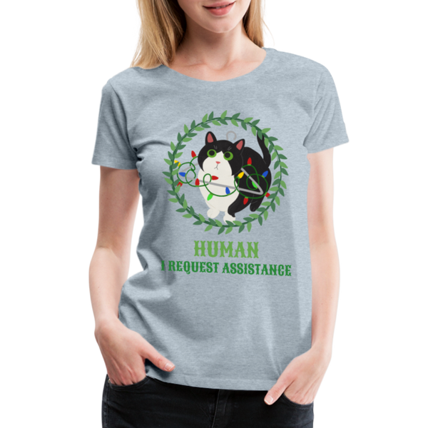 Funny Christmas Cat Women’s Premium T-Shirt - heather ice blue