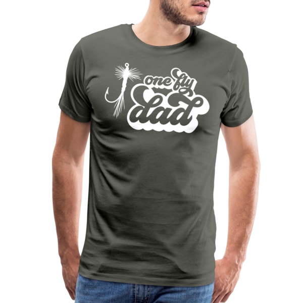 One Fly Dad Fly Fishing Men's Premium T-Shirt - asphalt gray