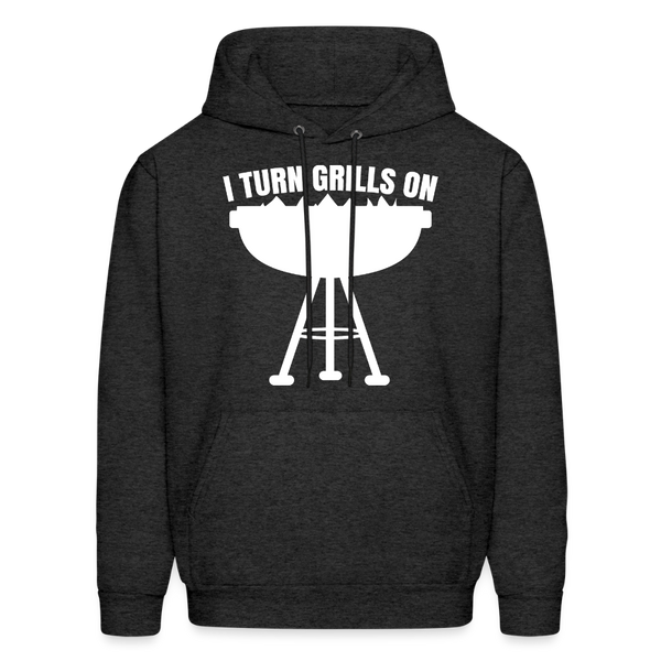 I Turn Grills On Funny BBQ Grilling Men's Hoodie - charcoal grey