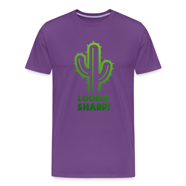 Lookin' Sharp! Cactus Pun Men's Premium T-Shirt - purple