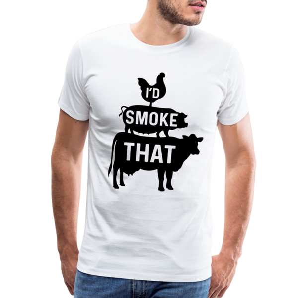 I'd Smoke That Funny BBQ Men's Premium T-Shirt - white