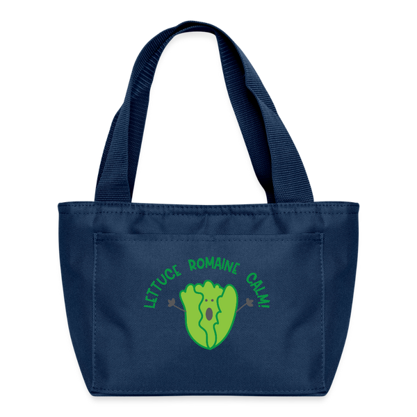Lettuce Romaine Calm! Salad Food Pun Lunch Bag - navy