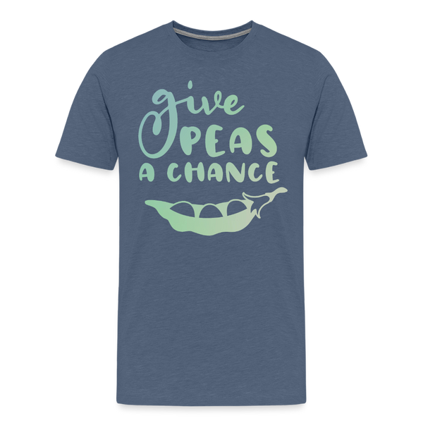 Give Peas a Chance Pun Men's Premium T-Shirt - heather blue