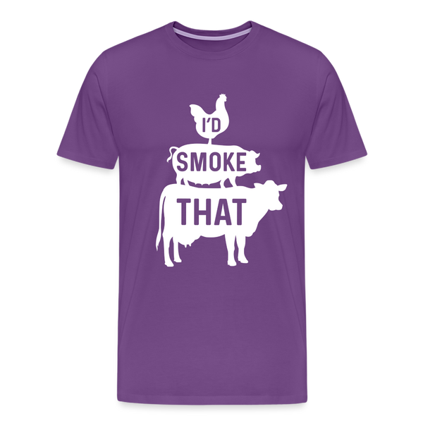 I'd Smoke That Funny BBQ Men's Premium T-Shirt - purple