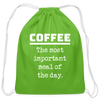 Coffee The Most Important Meal of the Day Funny Cotton Drawstring Bag - clover