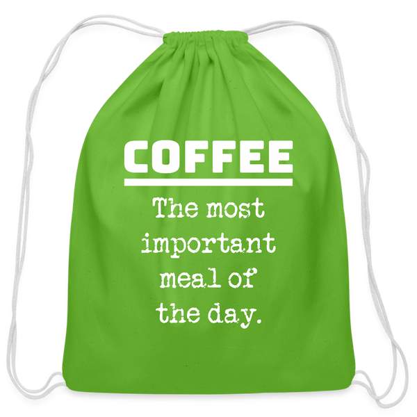 Coffee The Most Important Meal of the Day Funny Cotton Drawstring Bag - clover