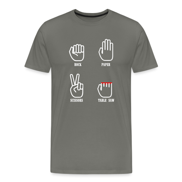 Rock, Paper, Scissors, Table Saw Funny Men's Premium T-Shirt - asphalt gray