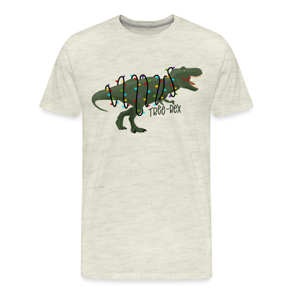 Tree-Rex Dinosaur Christmas Men's Premium T-Shirt - heather oatmeal