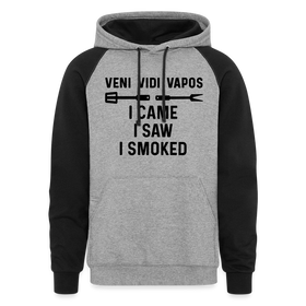 Veni Vidi Vapos I Came I Saw I Smoked: BBQ Smoker Colorblock Hoodie