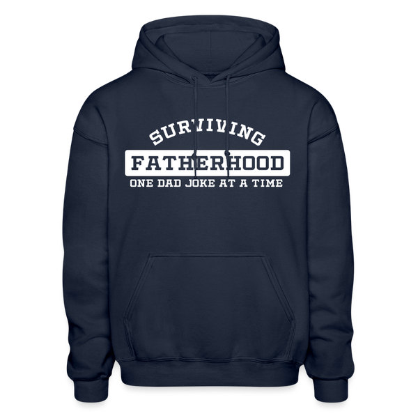 Surviving Fatherhood One Dad Joke at a Time Gildan Heavy Blend Adult Hoodie - navy